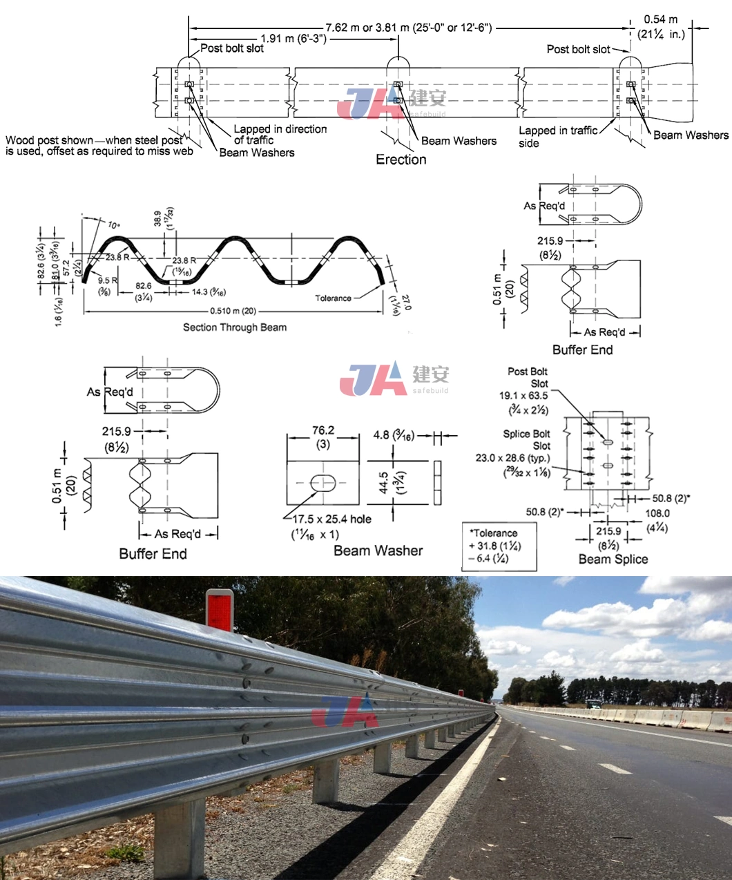 Q235 Q345 Steel Highway Guardrail Barrier for Road Safety