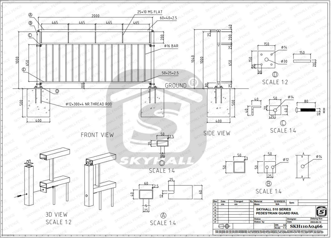 Galvanized Metal Pedestrian Guardrail Barriers for Road Safety